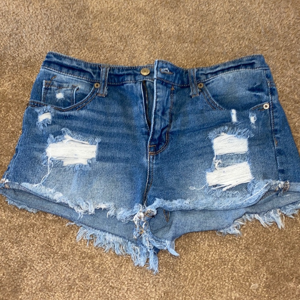High waisted jean shorts